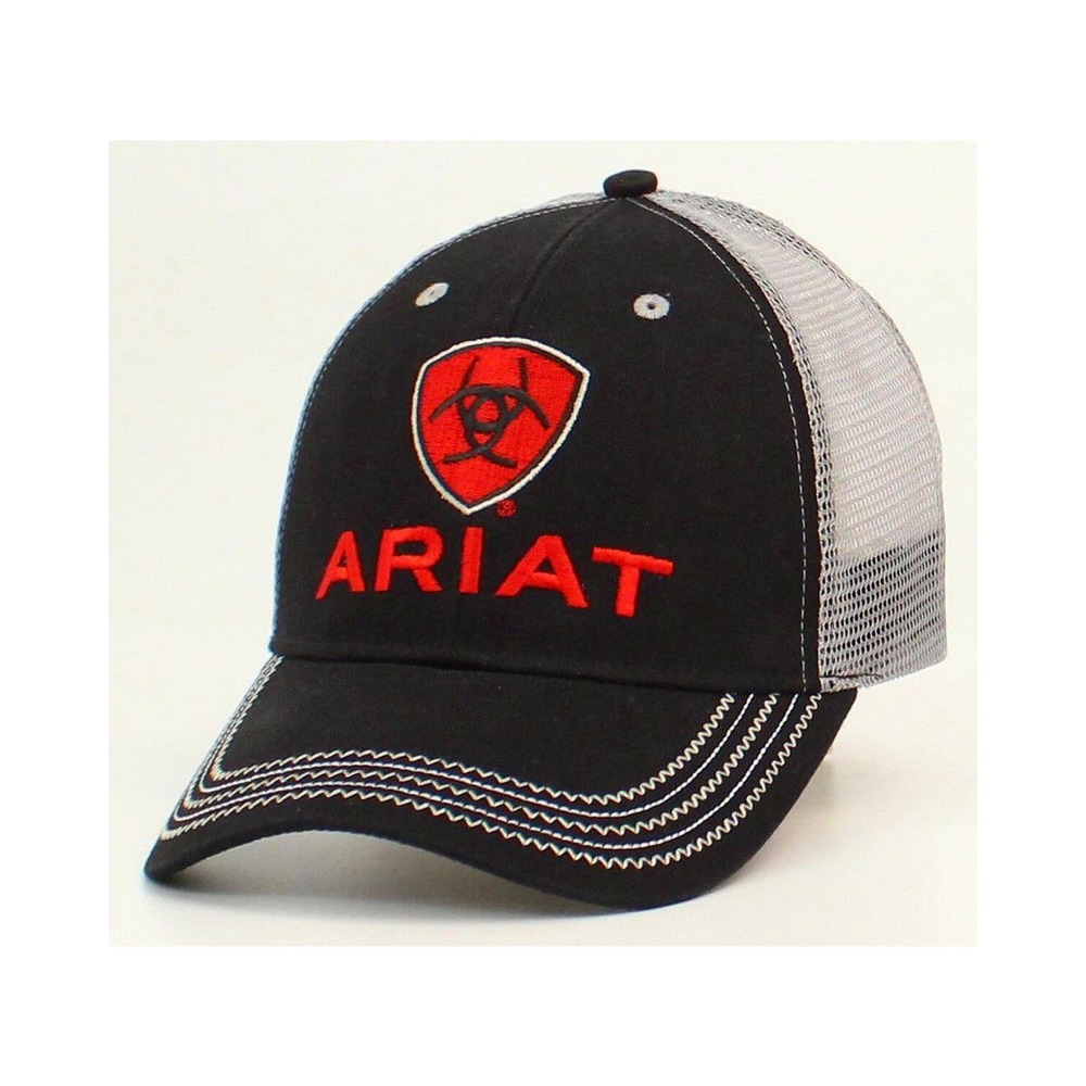 Ariat Trucker Rumblin Ball Baseball Cap Mens Mesh Snapback Western Cowboy OSFM